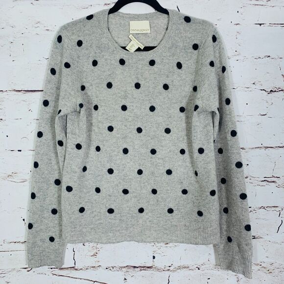 Cynthia Rowley 100% Cashmere Polka Dot Sweater Women’s Size Large Luxurious Knit - Picture 1 of 10